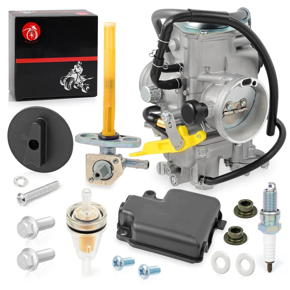 Carburetor and Fuel Valve Petcock with Lever for Honda TRX400EX Sportrax 400EX TRX400X 1999-2014