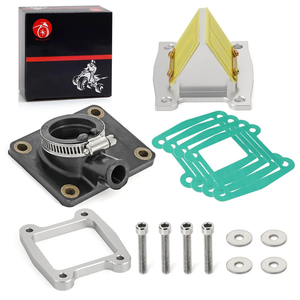 Intake Manifold Boot & Billet Aluminum Reed Valve Spacer Kit for Yamaha Blaster 200 YFS200 1988-2006