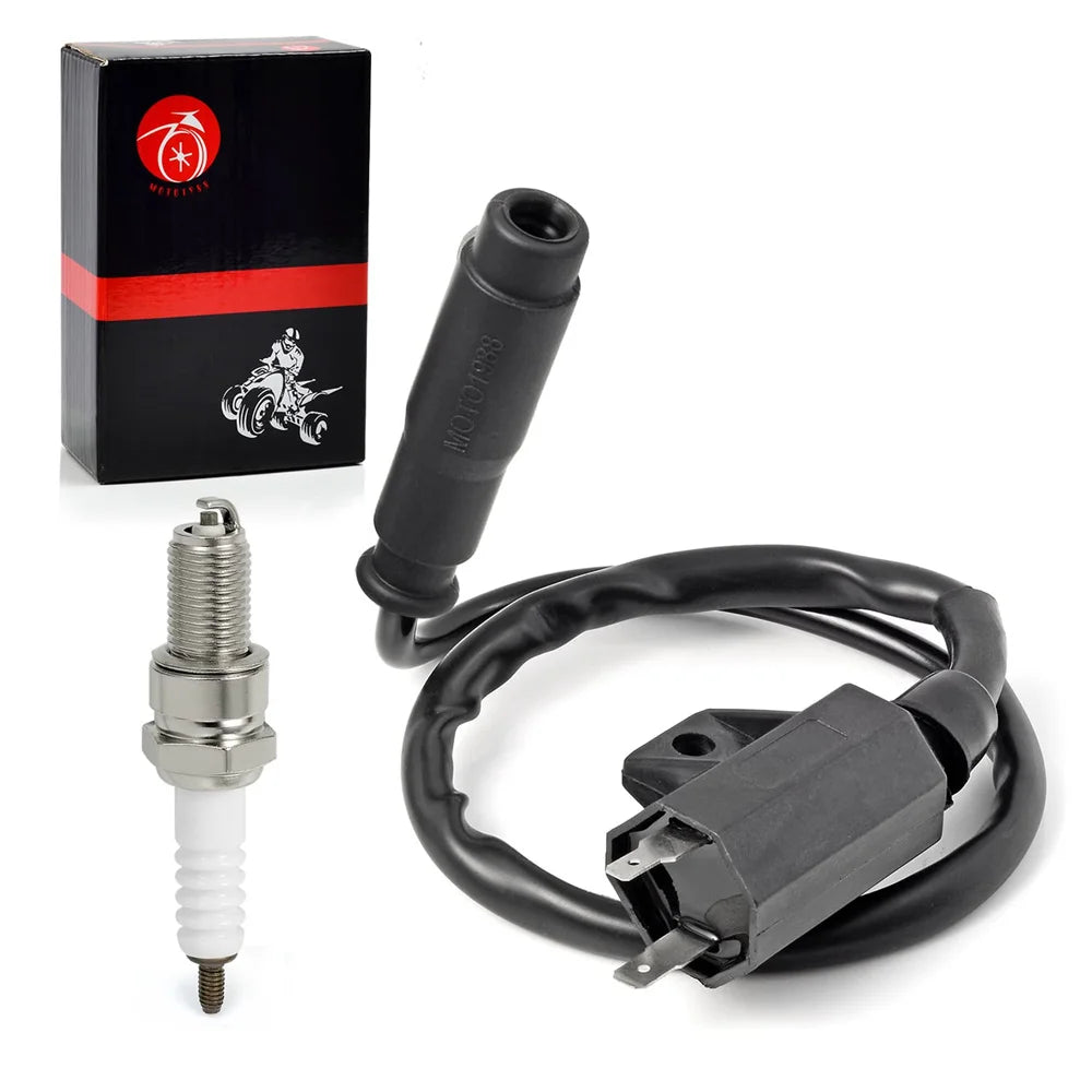 Ignition Coil Pack and Spark Plug Cap for Kawasaki Prairie 360 400 KVF360 KVF400 Bayou 400 KLF400 1993-2013 21121-1160