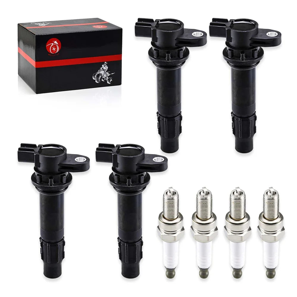 4-Piece Ignition Coils and Spark Plugs for Yamaha Waverunner FX1000 VX1100 AR210 230 232