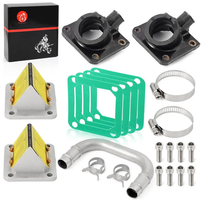 Intake Manifold Boot Reed Valve Intake Tube Kit for Yamaha Banshee 350 YFZ350 29L-14465-00 31K-13565 2GU-13610-01-00