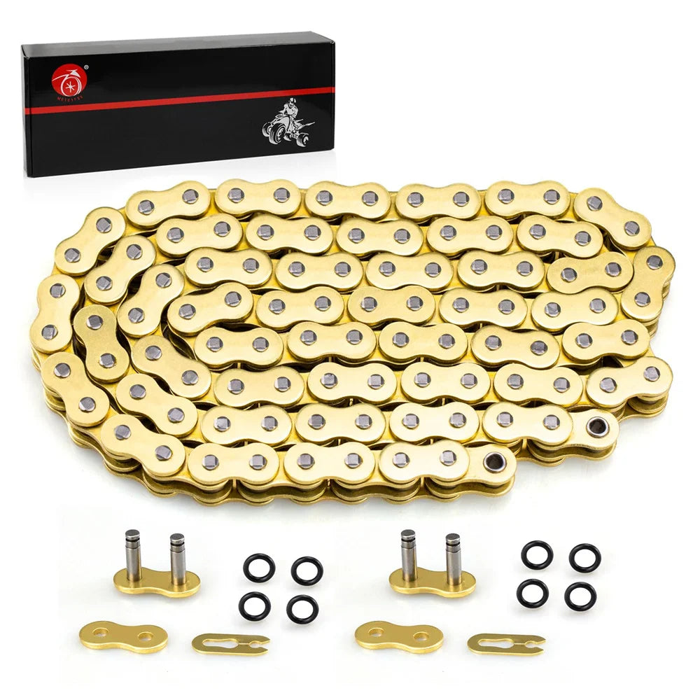 Heavy Duty O-Ring Drive Chain Gold for Yamaha Warrior 350 Raptor 350 700 YFZ450 XT250 XT550 YZ100 Outlaw 450 525