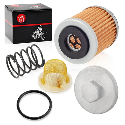 Oil Drain Plug Cap and Spring Oil Filter Strainer for Yamaha SR185 BW TW200 TTR230 YFM200 XT225 Bear Tracker Timberwolf YFB250