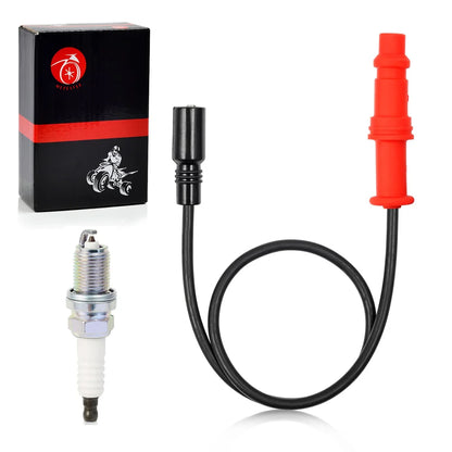 Ignition Coil Spark Plug Wire Cap and Spark Plug Kit for Polaris Ranger 500 08-13 Crew 500 11-16 Sportsman 500