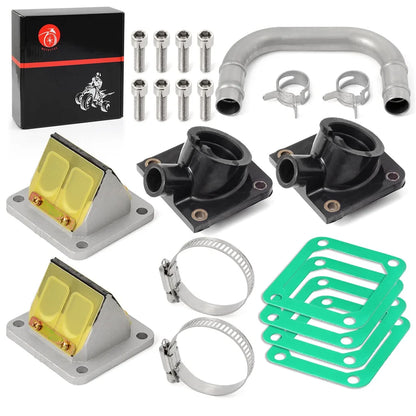 Intake Manifold Boot Reed Valve Intake Tube Kit for Yamaha Banshee 350 YFZ350 29L-14465-00 31K-13565 2GU-13610-01-00
