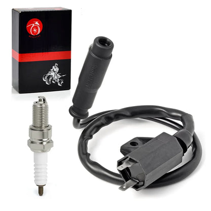 Ignition Coil Pack and Spark Plug Cap for Kawasaki Prairie 360 400 KVF360 KVF400 Bayou 400 KLF400 1993-2013 21121-1160