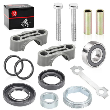 Steering Stem Bushing Bolt Bearing Seal Holder Nut Kit for Yamaha ATV - Big Bear Bruin Grizzly Kodiak Warrior Raptor 350 YFZ450 YFB250