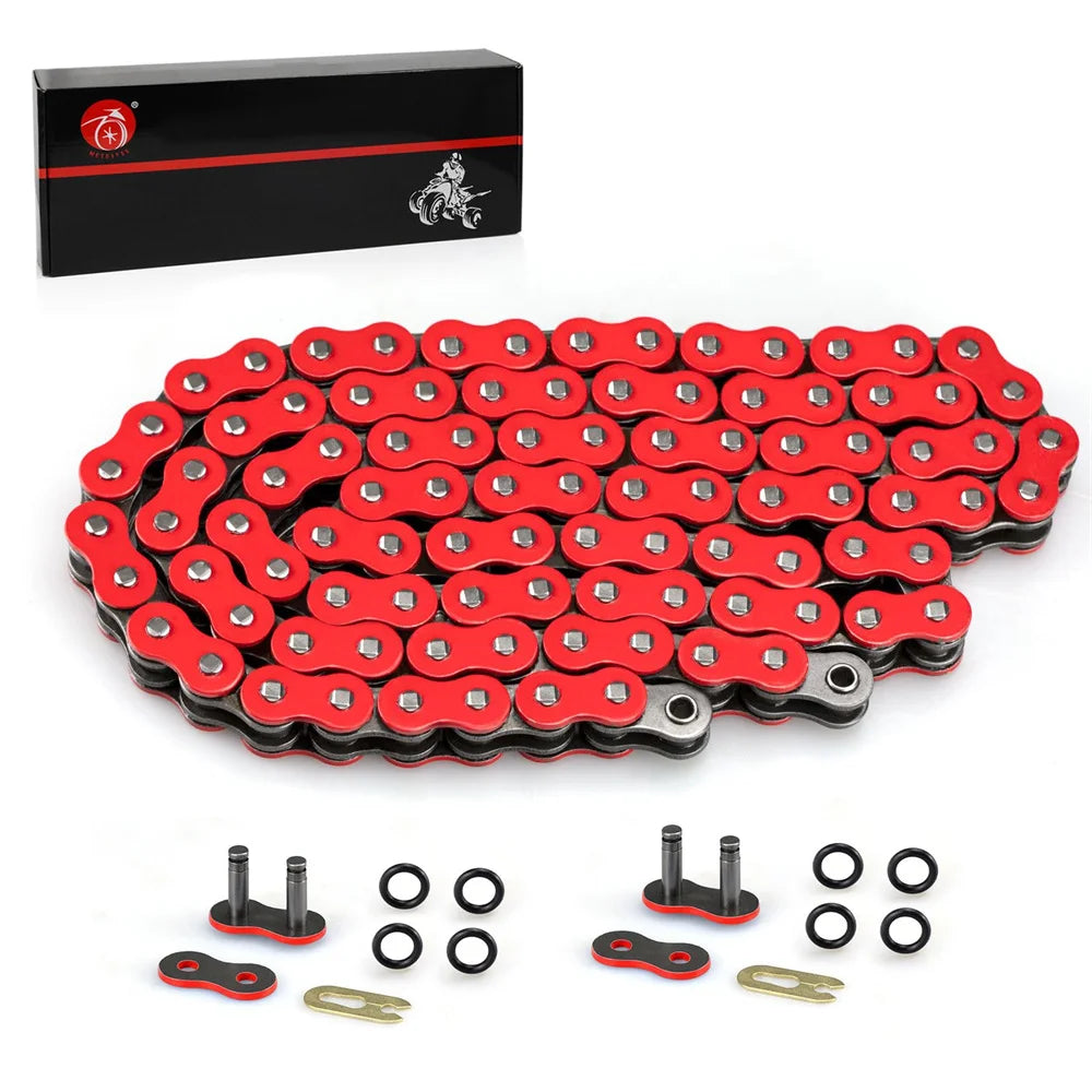 Heavy Duty O-Ring Drive Chain Red for Yamaha Warrior 350 Raptor 350 700 YFZ450 XT250 XT550 YZ100 Outlaw 450 525