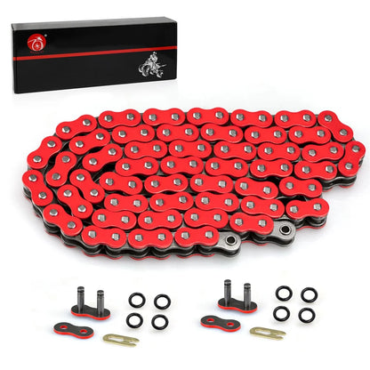 Heavy Duty O-Ring Drive Chain Red for Yamaha Warrior 350 Raptor 350 700 YFZ450 XT250 XT550 YZ100 Outlaw 450 525