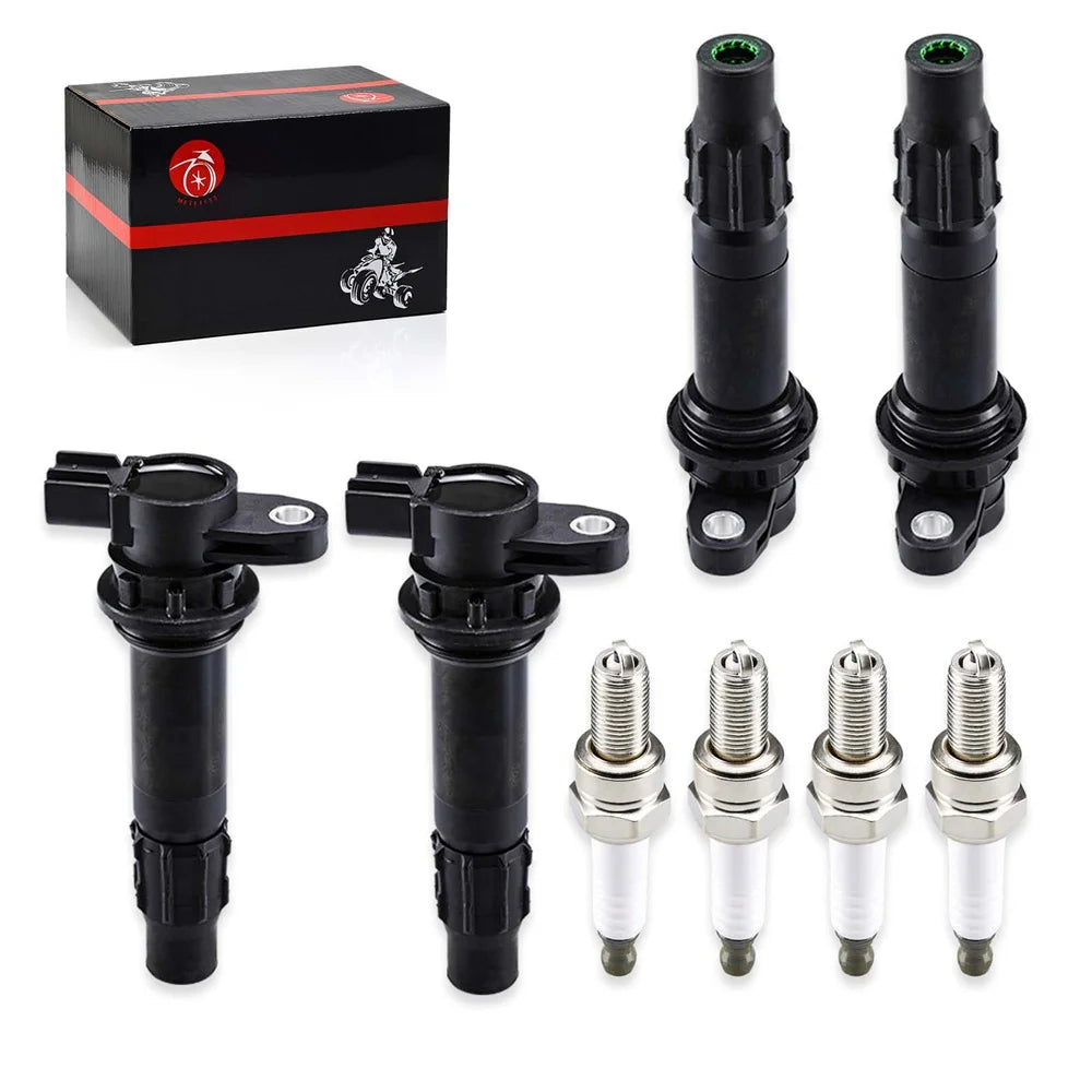 4-Piece Ignition Coils and Spark Plugs for Yamaha Waverunner FX1000 VX1100 AR210 230 232