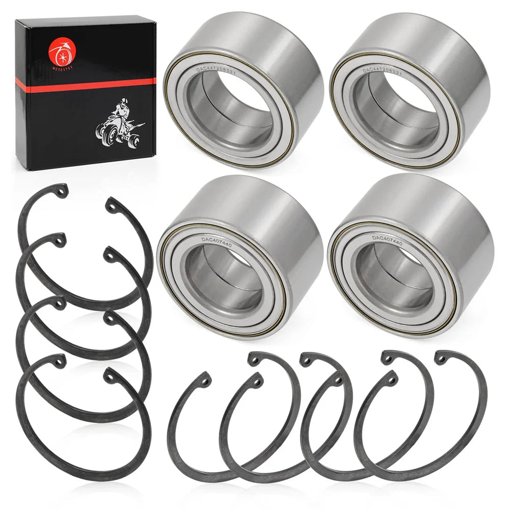Front Rear Wheel Bearings 44x72x33mm 40x74x40mm Ring Clip Polaris RZR 800 4 S 2010-2014 3514699 3515090