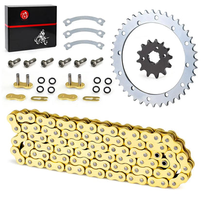 Heavy Duty O-Ring Drive Chain and Sprockets Kit for Yamaha Warrior 350 YFM350X 1989-2004 Gold
