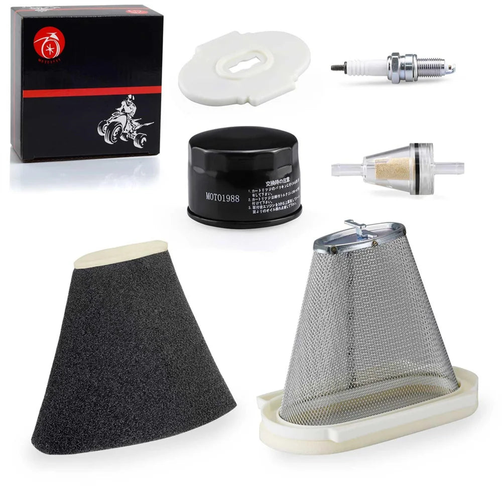 Air Filter, Cage Guide, End Cap, Oil Filter & Spark Plug Kit for Yamaha Raptor 660R YFM660R 2001-2005