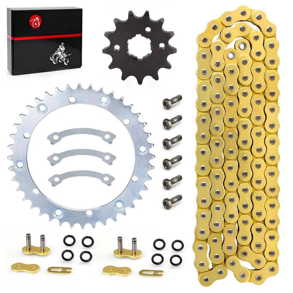 Heavy Duty O-Ring Drive Chain and Sprockets Kit for Yamaha Warrior 350 YFM350X 1989-2004 Gold