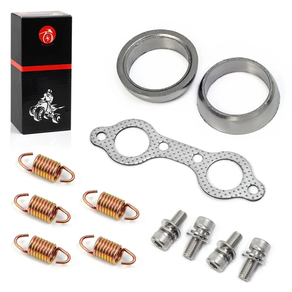 Exhaust Muffler Gasket Seal Spring Rebuild Kit for Polaris Sportsman 600 700 800 MV7 Frontier 2002-2006