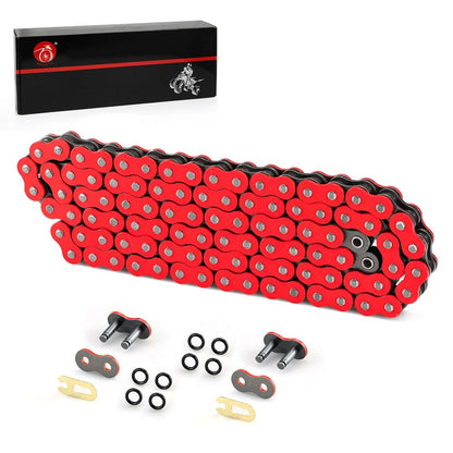 Heavy Duty O-Ring Drive Chain Red for Yamaha Warrior 350 Raptor 350 700 YFZ450 XT250 XT550 YZ100 Outlaw 450 525