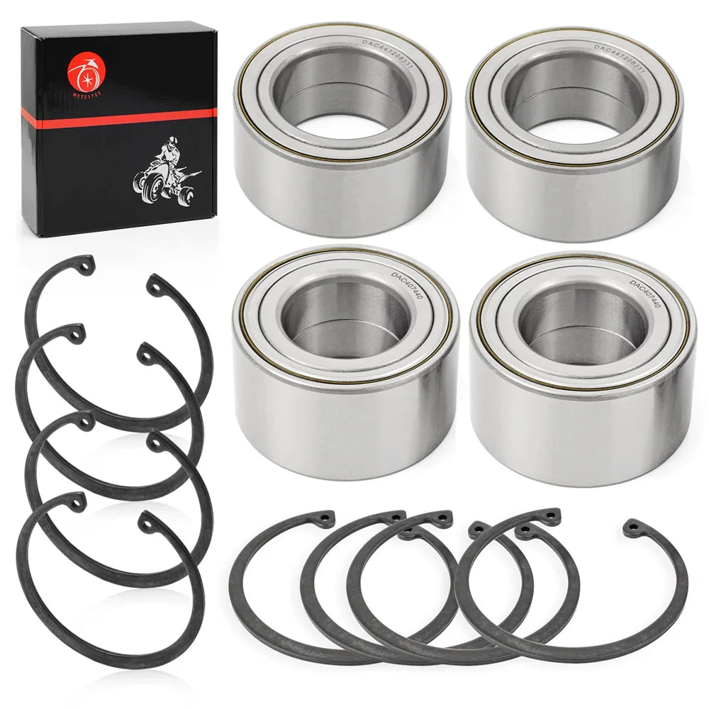 Front Rear Wheel Bearings 44x72x33mm 40x74x40mm Ring Clip Polaris RZR 800 4 S 2010-2014 3514699 3515090