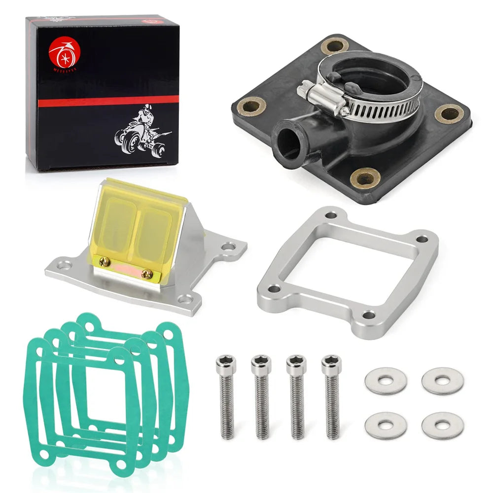 Intake Manifold Boot & Billet Aluminum Reed Valve Spacer Kit for Yamaha Blaster 200 YFS200 1988-2006
