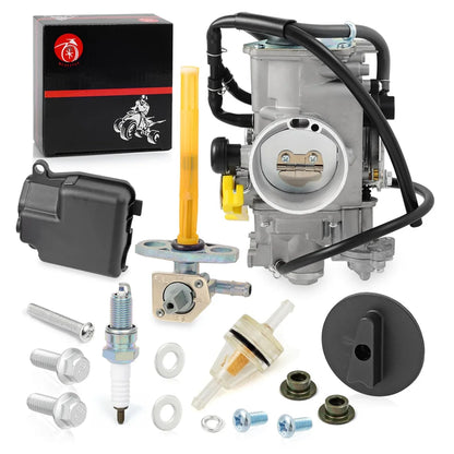 Carburetor and Fuel Valve Petcock with Lever for Honda TRX400EX Sportrax 400EX TRX400X 1999-2014