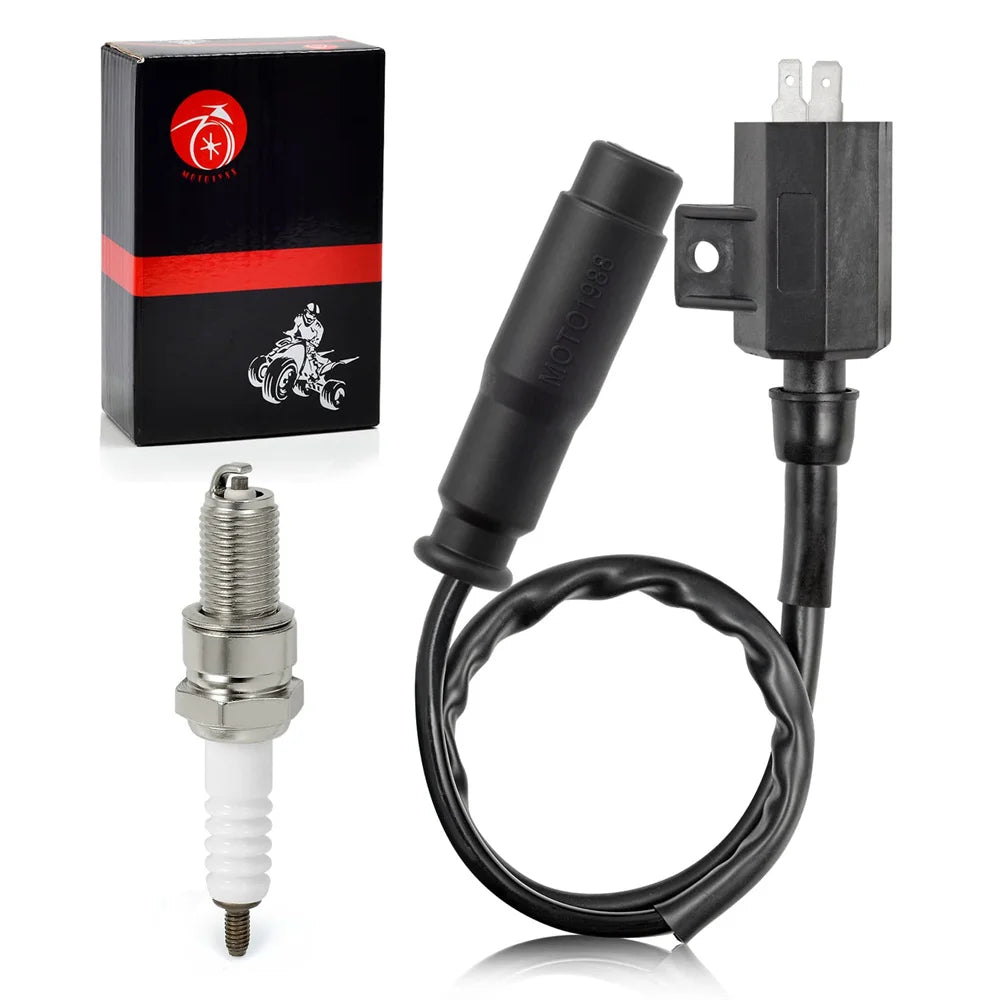 Ignition Coil Pack and Spark Plug Cap for Kawasaki Prairie 360 400 KVF360 KVF400 Bayou 400 KLF400 1993-2013 21121-1160