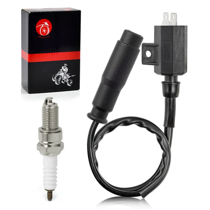 Ignition Coil Pack and Spark Plug Cap for Kawasaki Prairie 360 400 KVF360 KVF400 Bayou 400 KLF400 1993-2013 21121-1160