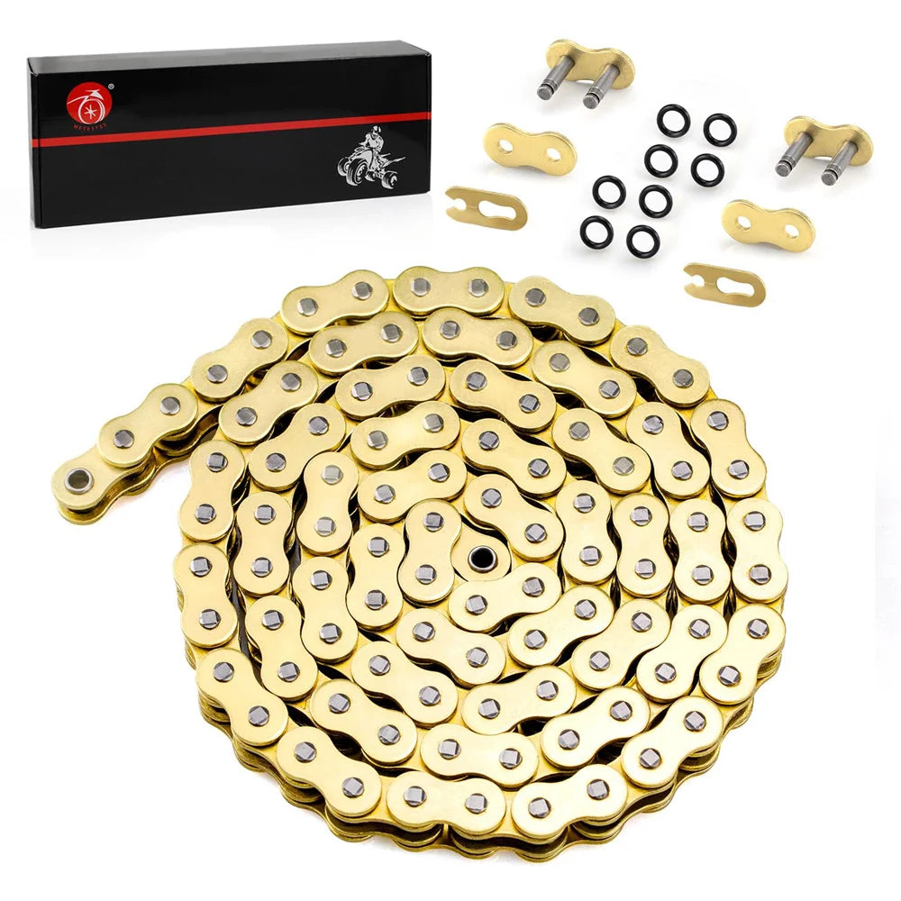 Heavy Duty O-Ring Drive Chain Gold for Yamaha Warrior 350 Raptor 350 700 YFZ450 XT250 XT550 YZ100 Outlaw 450 525