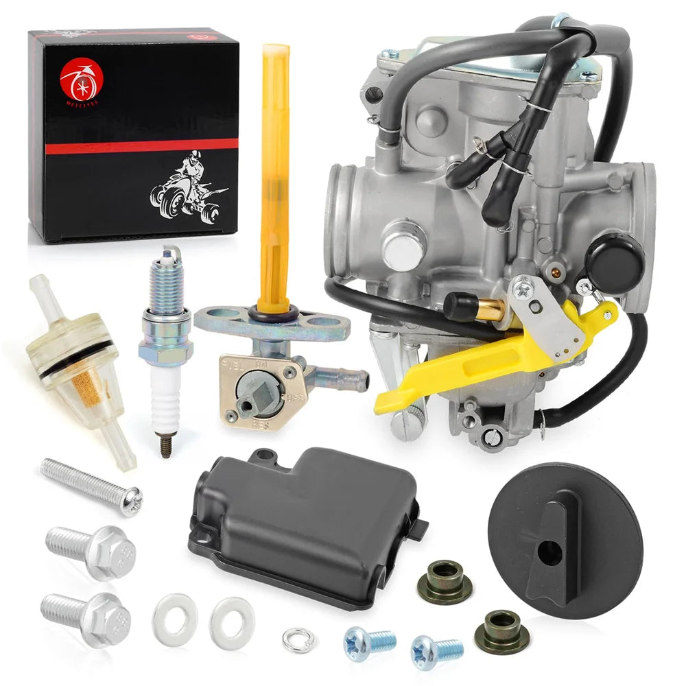Carburetor and Fuel Valve Petcock with Lever for Honda TRX400EX Sportrax 400EX TRX400X 1999-2014