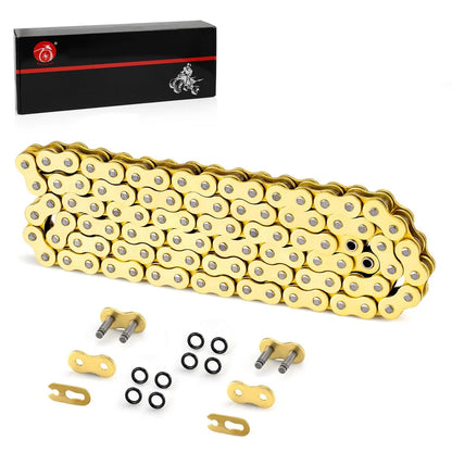 Heavy Duty O-Ring Drive Chain Gold for Yamaha Warrior 350 Raptor 350 700 YFZ450 XT250 XT550 YZ100 Outlaw 450 525